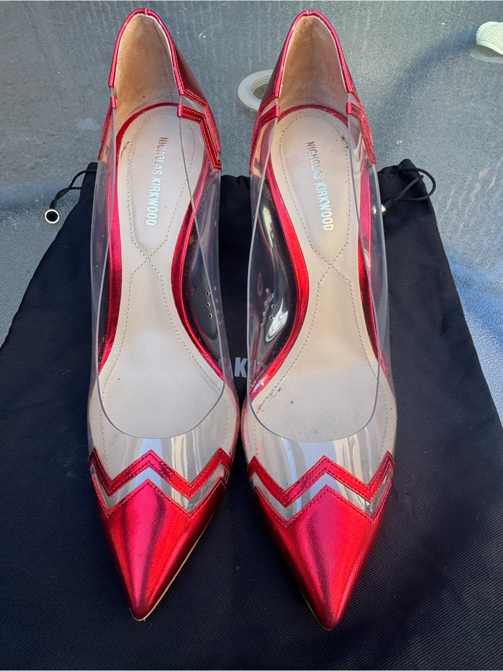 Nicholas Kirkwood Metallic Red Pointed PVC Pumps